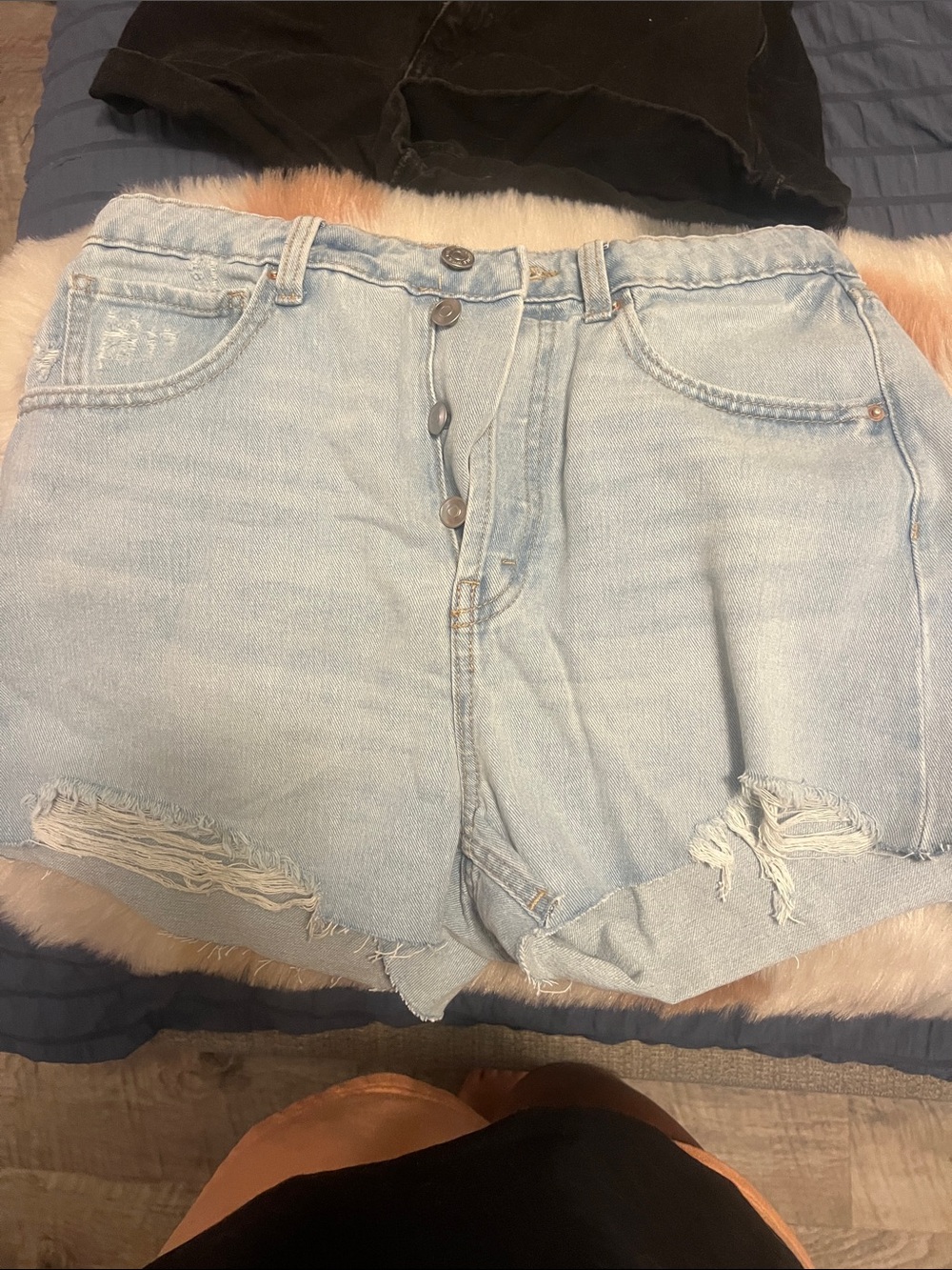 Light Wash Denim Women's High-Rise Distressed Shorts